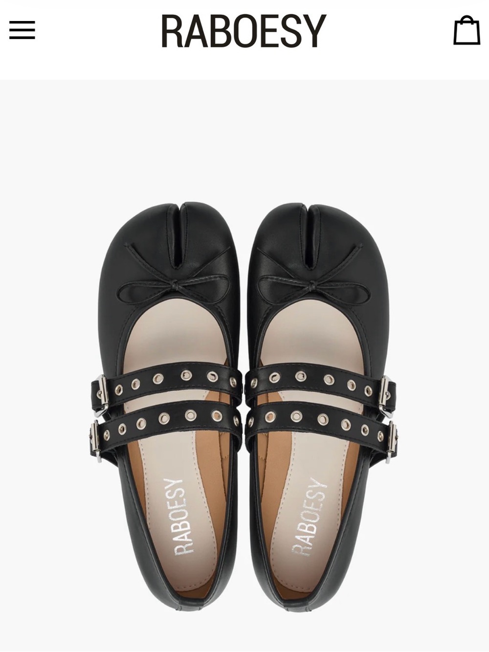 Bow Tie Double Straps Tabi Ballet Flats